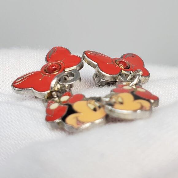 Vintage Disney Minnie Mouse Enamel Bow Dangle earrings - Picture 5 of 8